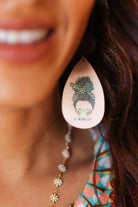 Green Cheetah "#MOMLIFE" Wooden Dangle Earrings ICON