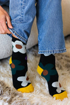 Black Floral Ankle Socks MO:VINT