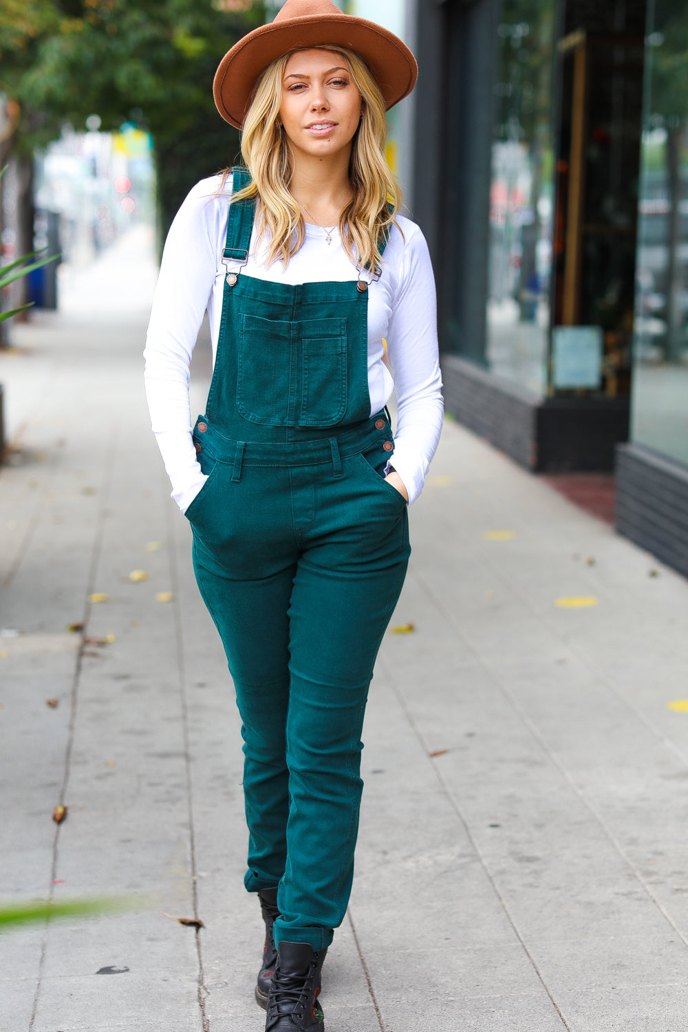 Feeling The Love Teal High Waist Denim Double Cuff Overalls Judy Blue