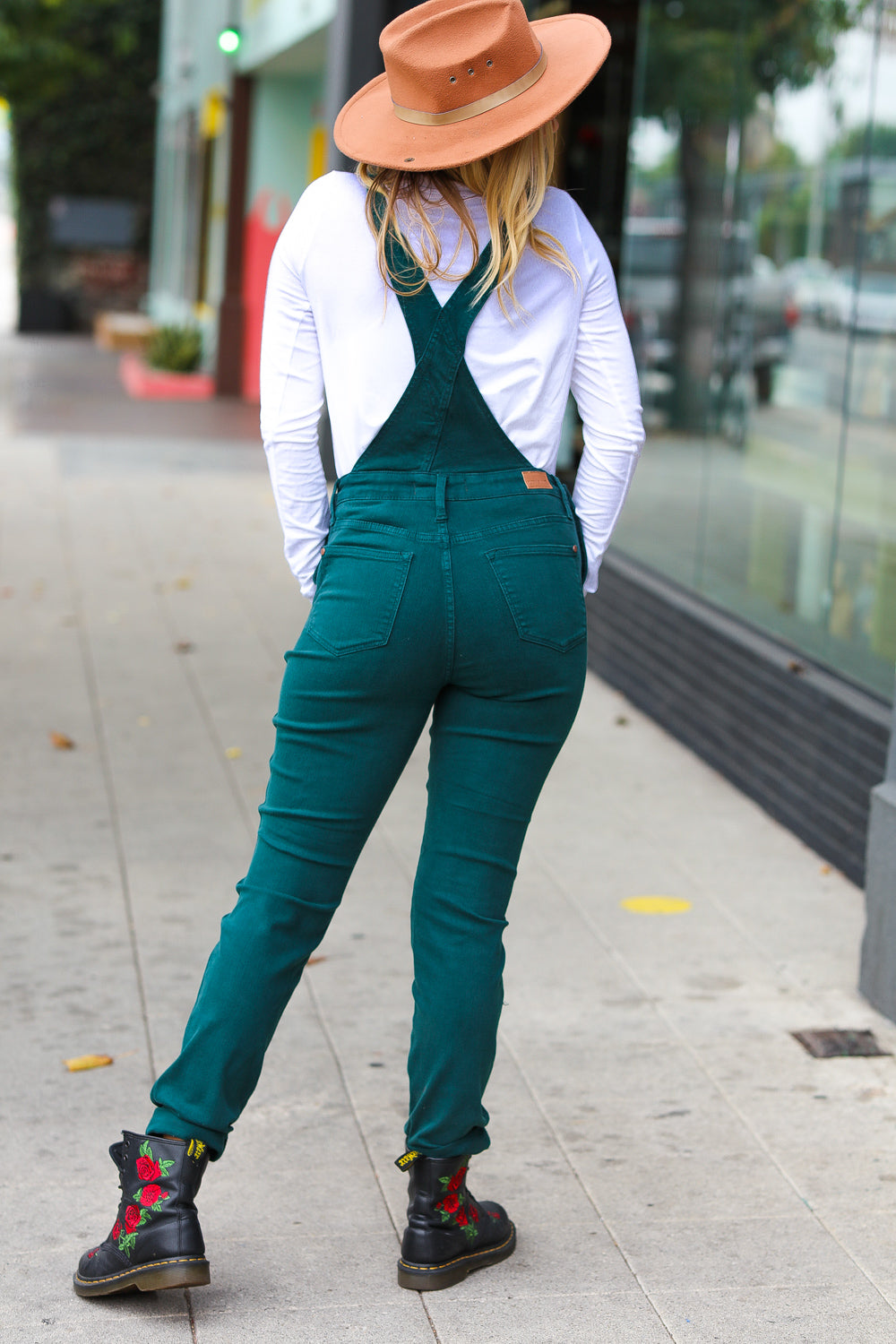 Feeling The Love Teal High Waist Denim Double Cuff Overalls Judy Blue