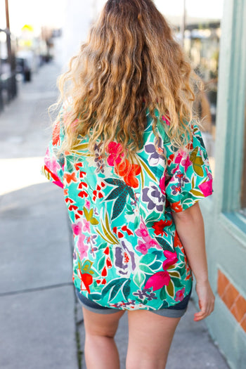 Emerald V Neck Dolman Cuffed Short Sleeve Top JODIFL