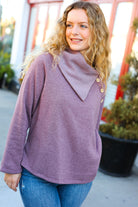 Tried And True Mauve Cowl Neck Button Detail Sweater CY Fashion