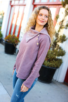 Tried And True Mauve Cowl Neck Button Detail Sweater CY Fashion