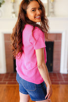 Feel Your Best Fuchsia Baby Waffle Henley Neckline Top Zenana