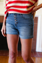 Stars & Stripes Pocket Button Down Cuffed Hem Shorts Haptics