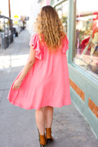 Out For The Day Peach Crinkle Woven Ruffle Sleeve Dress Haptics