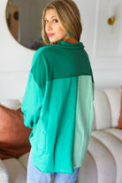 On The Way Up Mint Color Block Button Down Pullover Haptics