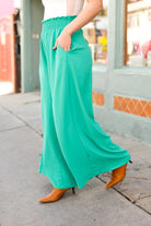 Just Dreaming Emerald Smocked Waist Palazzo Pants Haptics