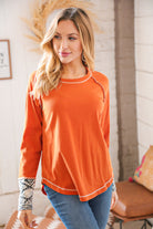 Persimmon Cotton Blend Rib Aztec Outseam Top Sugarfox