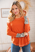 Persimmon Cotton Blend Rib Aztec Outseam Top Sugarfox