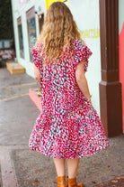 Fuchsia & Teal Abstract Dot Yoke Woven Dress Haptics