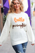 Spotlight Lurex Embroidered Neon "Hello Pumpkin" Chunky Sweater Haptics