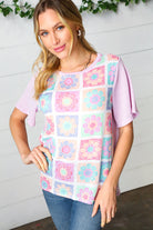 Lavender Flower Power Color Block Top Sugarfox