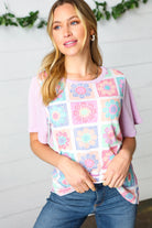 Lavender Flower Power Color Block Top Sugarfox