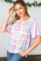 Lavender Flower Power Color Block Top Sugarfox