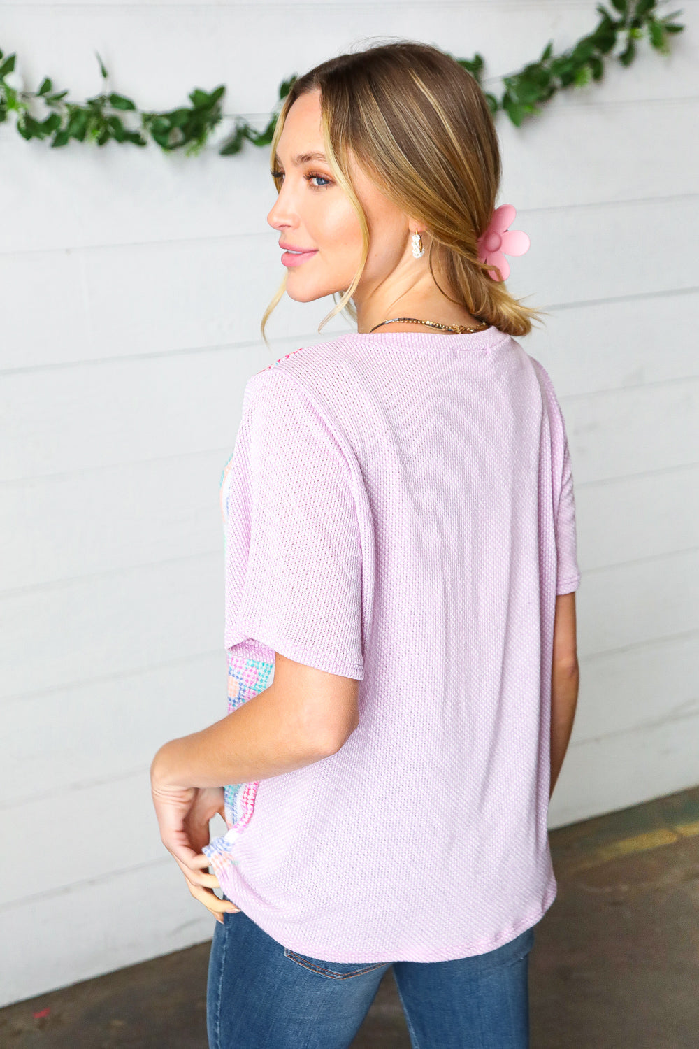 Lavender Flower Power Color Block Top Sugarfox