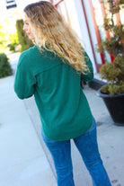 Holiday Pine Green Ribbed Button Down Shacket Reborn J