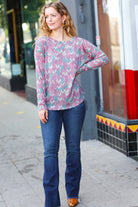 Magenta & Teal Vintage Two Tone Knit Top Haptics