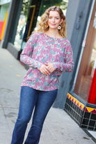 Magenta & Teal Vintage Two Tone Knit Top Haptics