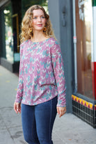 Magenta & Teal Vintage Two Tone Knit Top Haptics