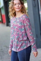 Magenta & Teal Vintage Two Tone Knit Top Haptics