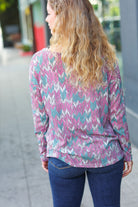 Magenta & Teal Vintage Two Tone Knit Top Haptics