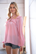 Blush Wool Dobby Halter Neck Bubble Sleeve Blouse Sugarfox