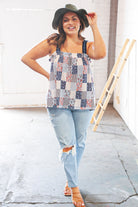 Boho Patchwork Color Block Knit Top Sugarfox