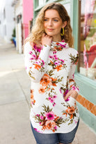 Cream Floral Cowl Neck Sweater Top Red Lolly