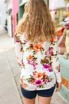 Cream Floral Cowl Neck Sweater Top Red Lolly