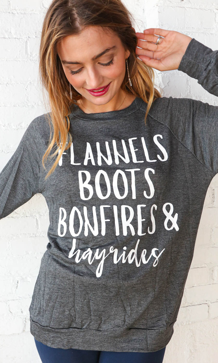Lovely Souls "Flannel, Boots, Bonfires" Long Sleeve Graphic Tee Lovely Souls