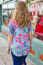 Sunny Days Light Teal Floral Criss Cross V Neck Babydoll Top Hayzel