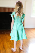 Darling Lime Crepe Tiered Smocked Shoulder Tie Dress ODDY