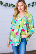 Key Lime Geometric Color Block Top Haptics