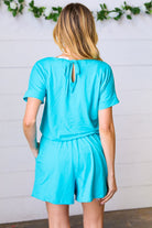 Ice Blue Brushed Knit Elastic Waist Pocketed Romper Zenana