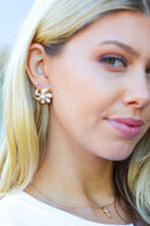 White & Gold Ribbon Bow Pearl Stud Earring ICON