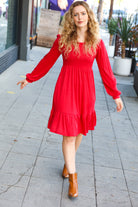 Lady In Red Hacci Fit & Flare Ruffle Dress Haptics
