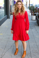 Lady In Red Hacci Fit & Flare Ruffle Dress Haptics