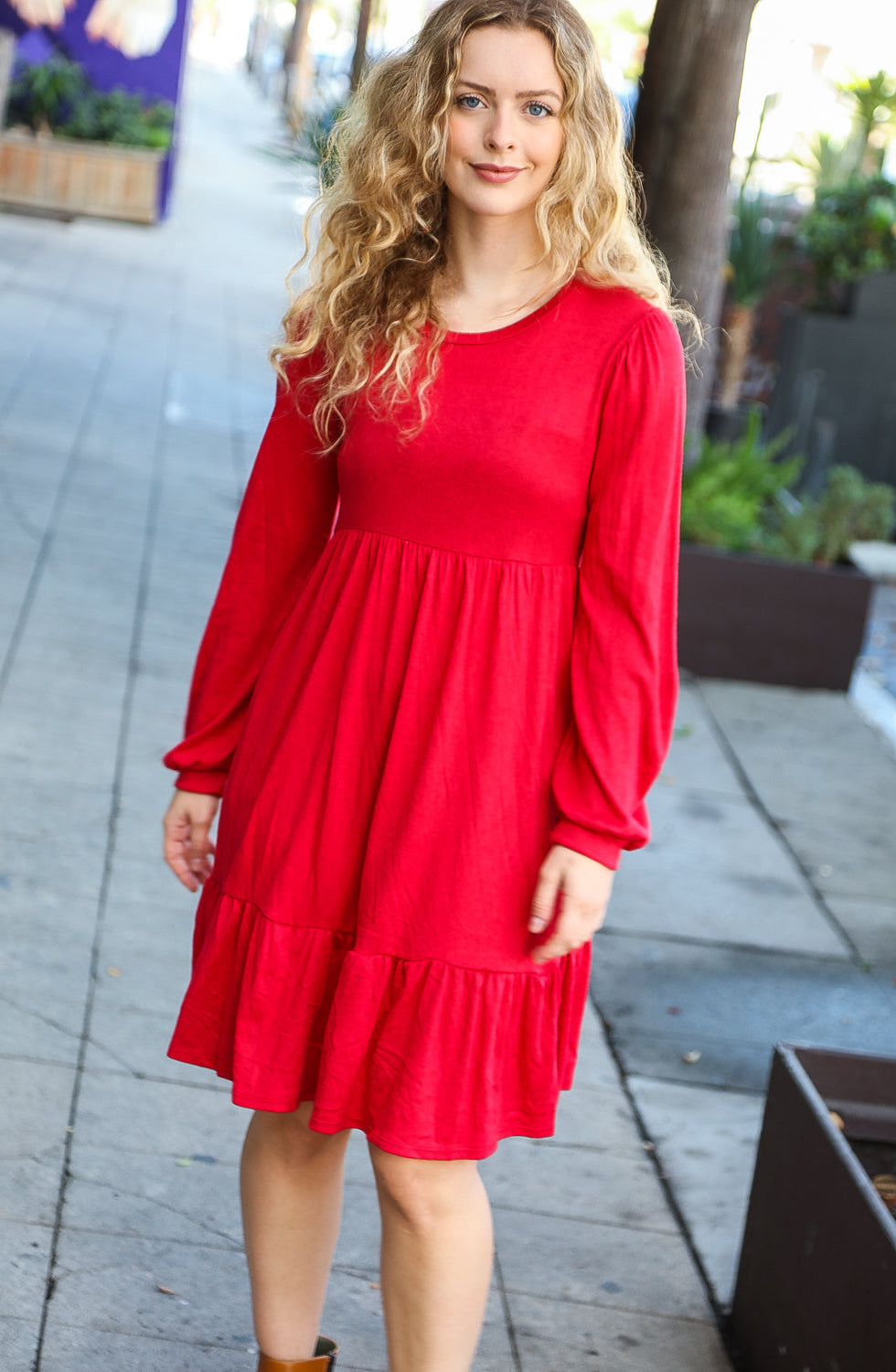 Lady In Red Hacci Fit & Flare Ruffle Dress Haptics