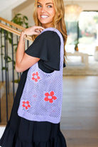 Lavender & Orange Floral Crochet Tote Bag ANARK