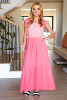 More Than Lovely Coral Floral Embroidery Dot Maxi Dress Haptics