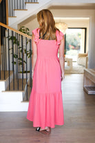 More Than Lovely Coral Floral Embroidery Dot Maxi Dress Haptics