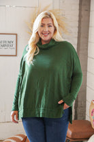 Hunter Green Cashmere Feel Turtleneck Sweater Haptics