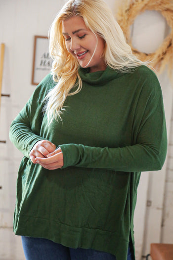 Hunter Green Cashmere Feel Turtleneck Sweater Haptics