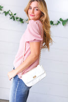 Ivory Rectangular Quilted Chain Strap Clasp Bag ANARK STREET