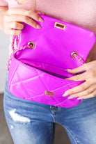 Vivid Lilac Rectangular Quilted Chain Strap Clasp Bag Influence