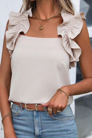 Ruffled Square Neck Tank Trendsi