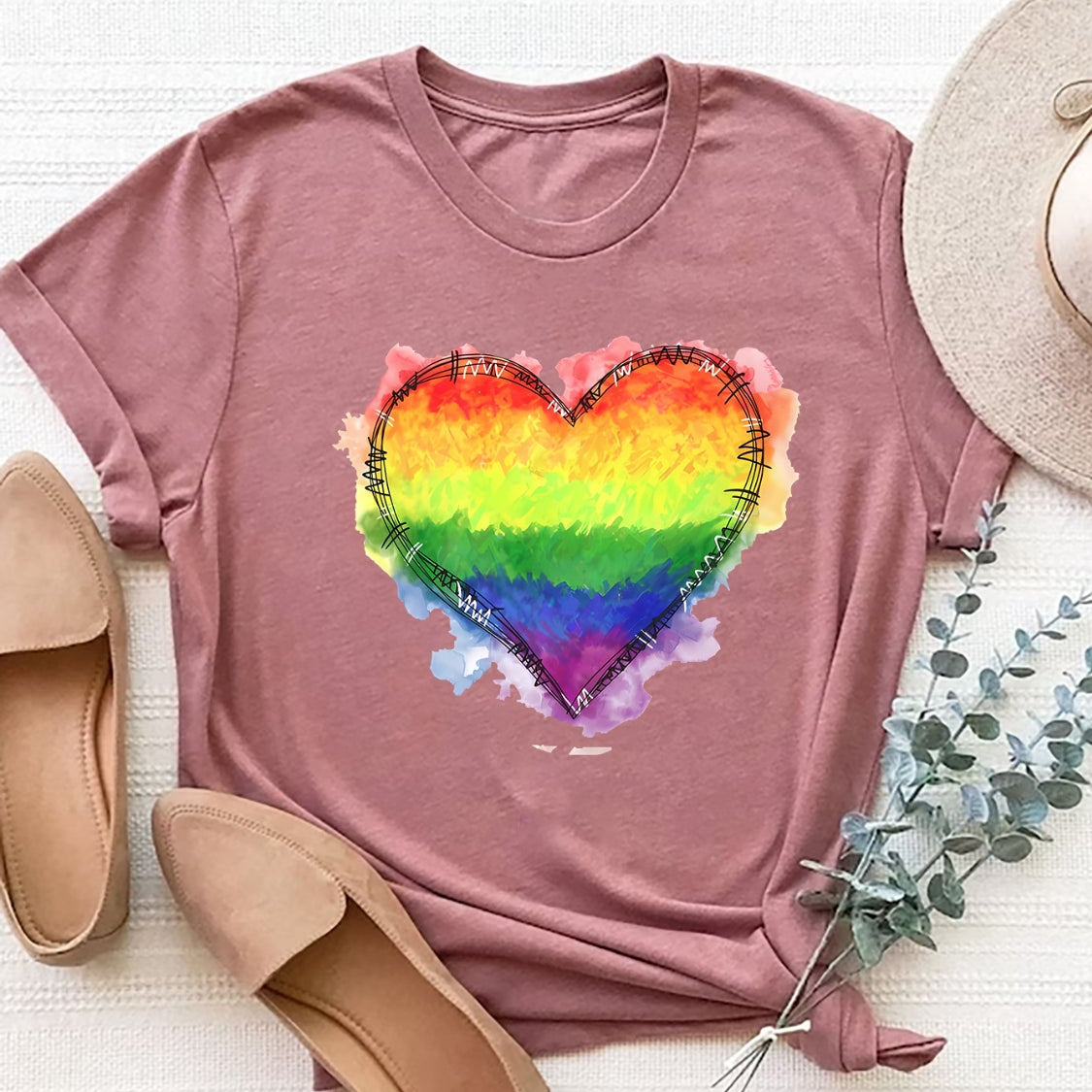 Heart Graphic Round Neck Short Sleeve T-Shirt Trendsi