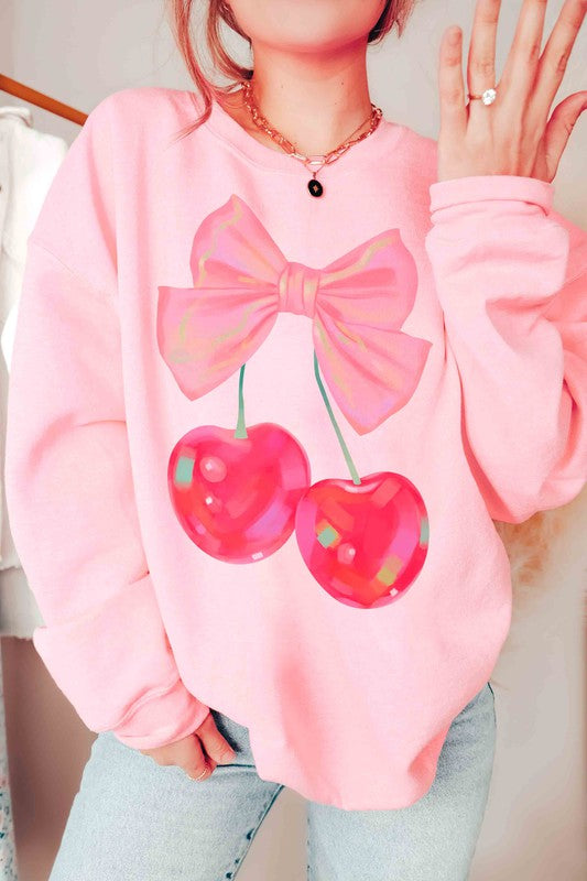 RETRO CHERRY WITH RIBBON Graphic Sweatshirt BLUME AND CO.