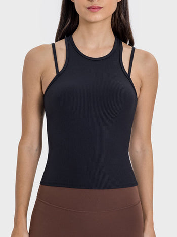 Cutout Round Neck Racerback Active Tank Trendsi